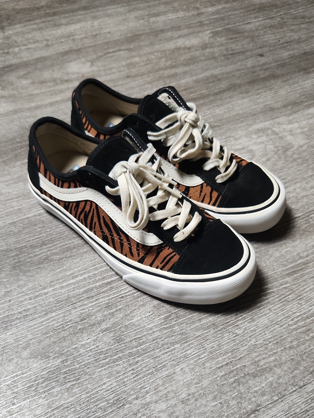 Vans Black & Tan Tiger Stripe Low-Top Sneakers